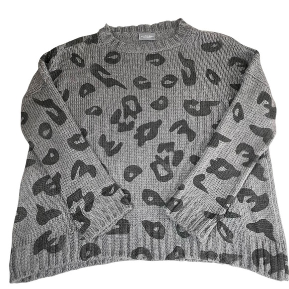 Wooden Ships Leopard Cheetah Print Sweater Mohair Wool Gray - Picture 5 of 11